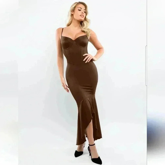 NWT Popilush Brown Corset Dress With Built In Shapewear Size XXL - Picture 2 of 11